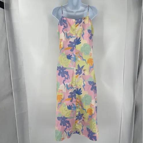 Chi Chi London CHI CHI Cami Strap Midi Slip Dress Sz 10 Pastel Floral Festival Satin Fairy