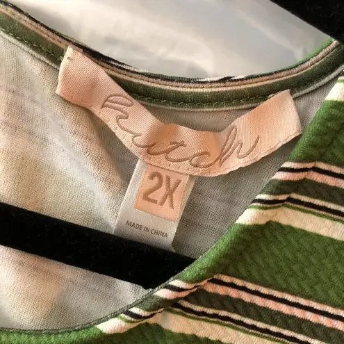 Hutch Womens Sundress Sleeveless Striped Crew Neck Back Zip Green 2X