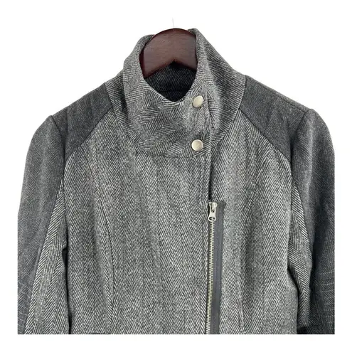 LA Made Grey Herringbone Asymmetrical Zip Jacket Small New
