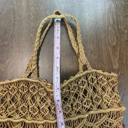 Handmade Vintage Crocheted Jute Handbag Woven Tote Bag Beaded Purse Bohemian