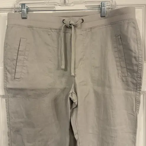 James Perse Pants Women Sz 3 (34” Waist) Beige Straight Leg Garment Dyed Linen