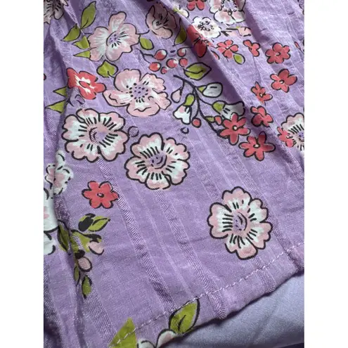 Unique Vintage Purple Floral Prairie Dress Sleeveless Ruffle XL/14