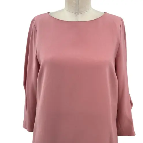 Lafayette 148 New York Pink Rosette Caddie Finesse Crepe Shift Dress Size Medium