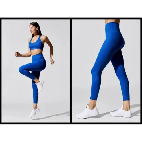 Carbon 38 ππ Shine Powder Set Cross Back Bra + 7/8 Legging Cobalt Blue Large NWT