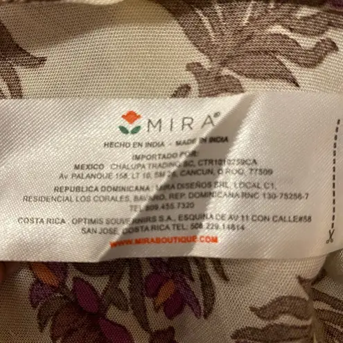 Mira Boho Cream purple and Burgundy brass embellishments Tunic Top Resortwear Red Size L