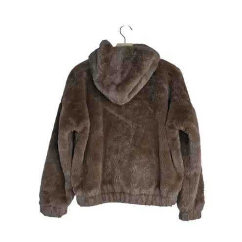 Truth by Republic Women's XS Faux Fur Hoodie Oversized Brown