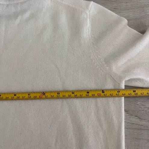 Lafayette 148 New York 100% Cashmere Crewneck Sweater Ivory + Light Grey Trim Size XS - Image 9