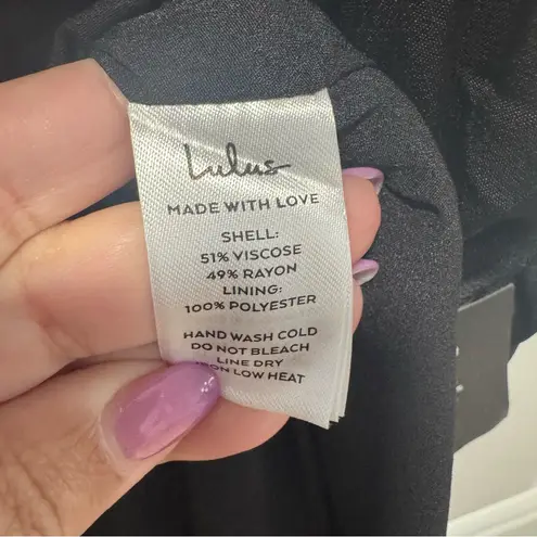 Lulus Extraordinary Presence NWT size Large Black Satin Strapless Maxi Dress