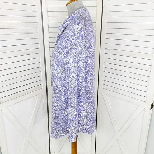 Premiere Vintage Floral Oversized Shirt Button Up Purple White Size 8 Boyfriend