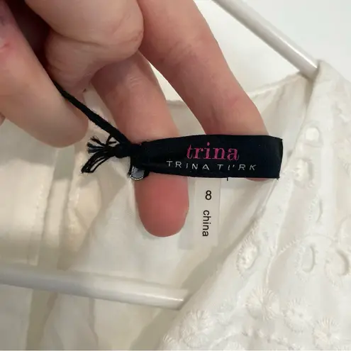 Trina Turk NEW NWT TRINA  Scallop Hem Eyelet Cropped Jumpsuit Cream Ivory ?? Boho