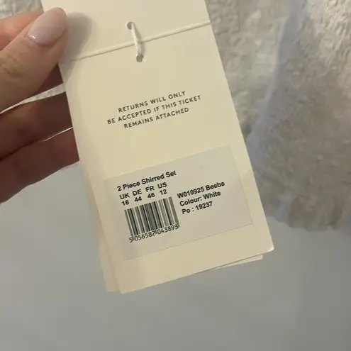 NWT Seraphine White Sleeveless Shirred Cropped Blouse Top Size 12