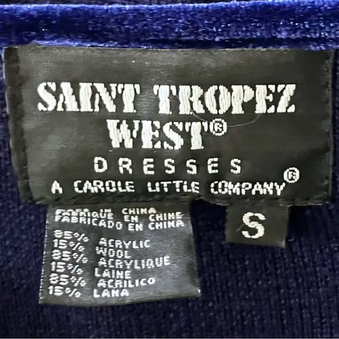 Vintage 80s 90s Blue Butterfly Beaded Sweater Dress Cardigan XS/S Grandmacore