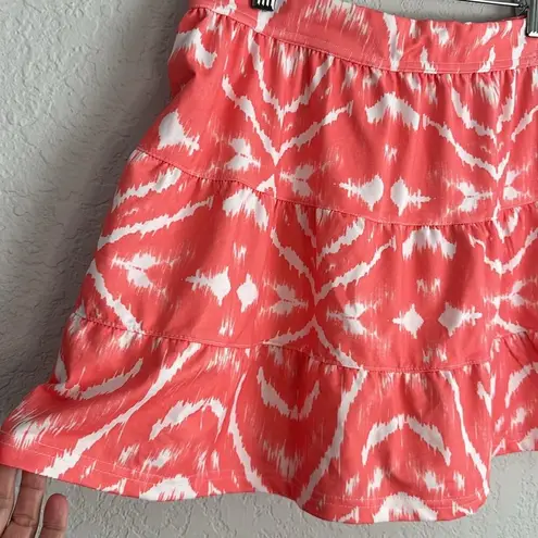 Tehama Athletic Tiered Mini Skirt Orange Ikat Athleisure Tennis Golf Sporty Prep