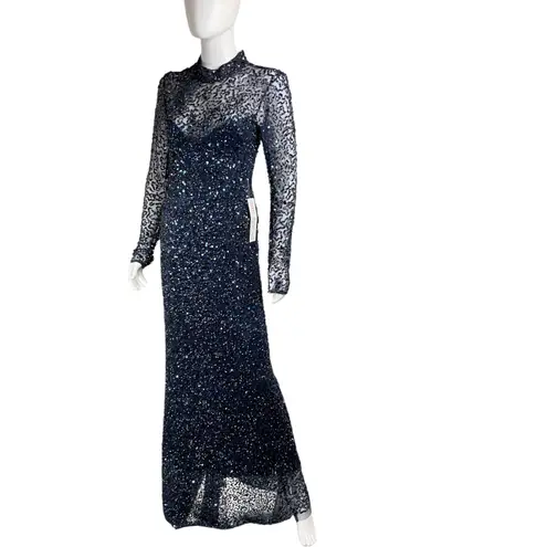 Parker Black Leandra Sequin Long-Sleeve Gown Dress Size 6