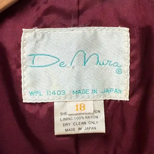 De Mura Red Velvet Classic Holiday Blazer Jacket Size 18 (Large) Single Breasted