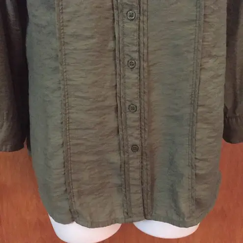 Dress Barn Olive Green  Button Down Shirt Size Small