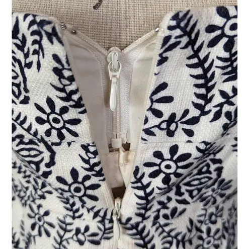 J.Crew  Strapless Floral Print Mini Dress Cream and Blue Size 2