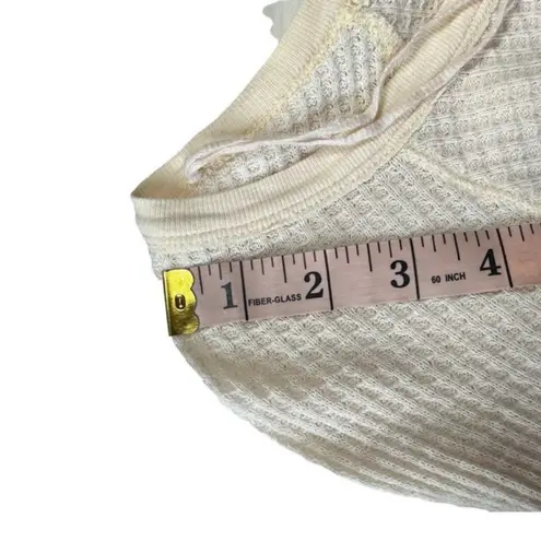 Free People  Diamond Dozen Waffle Knit Thermal Long Sleeve Colorblock Top Small