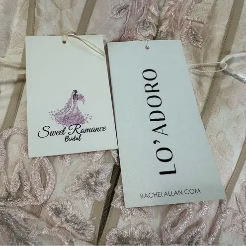 LO’ ADORO Nude Blush Corset Bodice Brocade Elegant Lace Wedding Dress Size 12