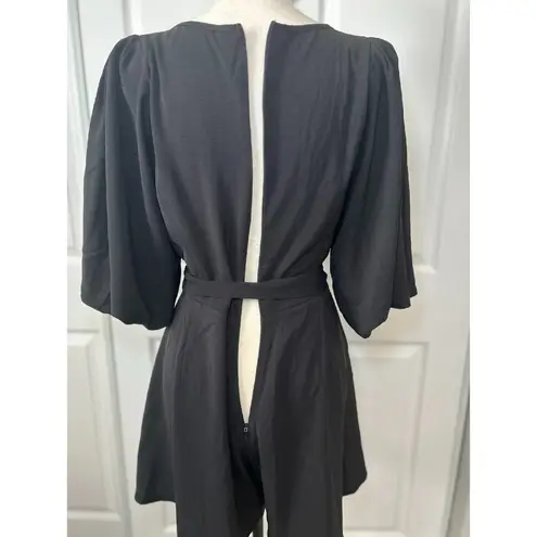 Colletta Co Op Black V Neck Belted Puff 3/4 Sleeve Romper Boutique Size Large