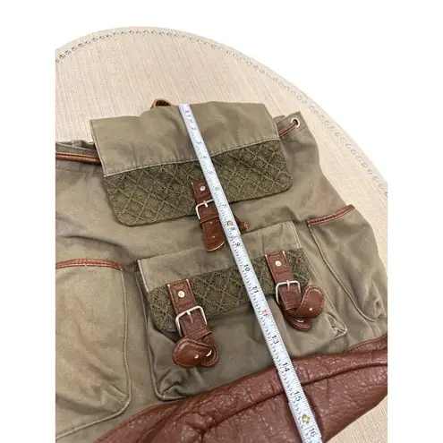 Cape Juby Womens Green Denim & Faux Leather Backpack 14x16 SKU 7057