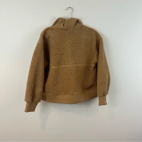 JoyLab Tan Quarter Zip-Up Sherpa Sweater Size Medium