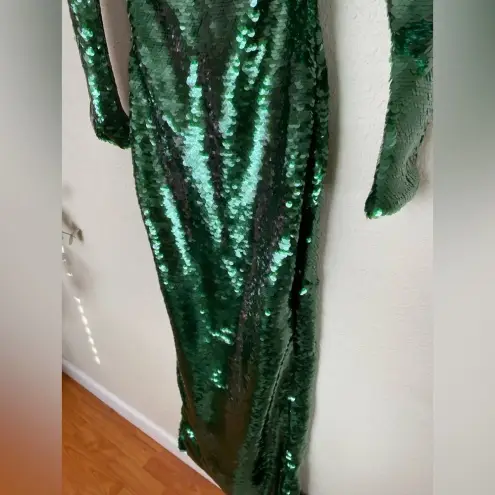 House Of CB  'Belle' Pine Green Sequin‎ Maxi Dress NWOT size XS
