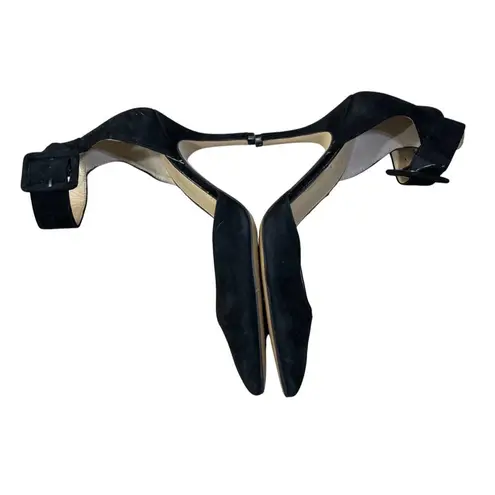 Audrey Brooke Hylda Black Size 6 Suede Pump Heel Ankle Buckle Strap