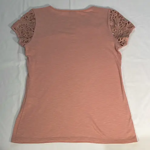 Sundance Lace cap sleeve crocheted embroidered floral see through burnout t-shirt