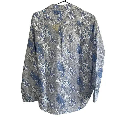 Roller Rabbit Roller Rabbit Guy Button Down Cotton Printed Shirt XS Blue White