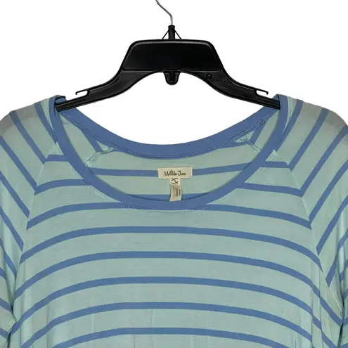 Matilda Jane Matilda Jane T-Shirt Size Small Blue Striped Stretch Blend Womens 3/4 Sleeve