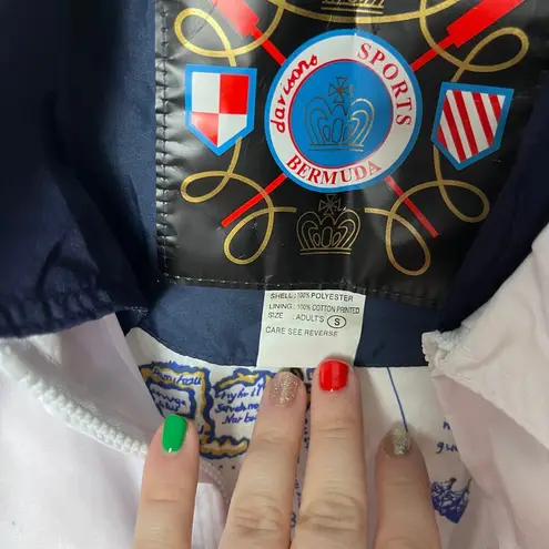 Vintage 90s Bermuda Sports White Windbreaker Jacket Size Unisex Small Nautical