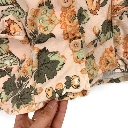 Sundance Flannel Pajama Set Peach Green Florals M