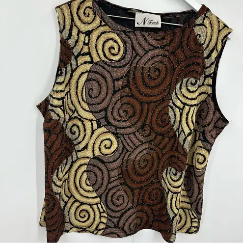 American Vintage Vintage Y2K Fairycore Brown Swirl Tank Top Size 2XL Plus Size Early 2000s