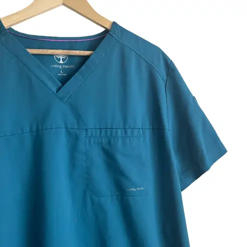 Healing Hands Women Scrub Top L Teal Medical Uniform Nurse Workwear Casual Purple Size L