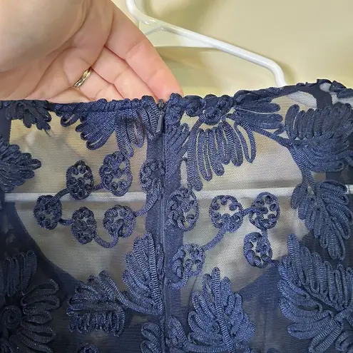 Alex Evenings Women's Tea Length Embroidered Dress with Illusion Sleeves 22W