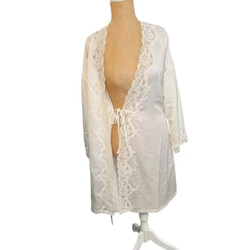 Ralph Lauren Ivory Lace Trim Robe, Women's Medium, New With Tags, Lingerie White