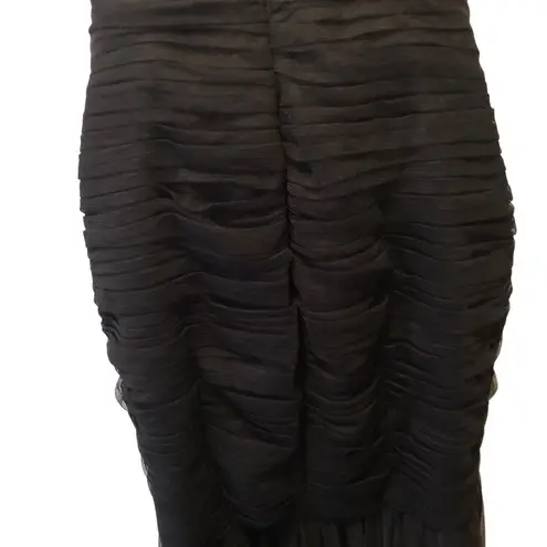 AMSALE Mermaid Tulle Bodycon Maxi Formal Dress 10 Padded Push~Up Bust Wedding Black