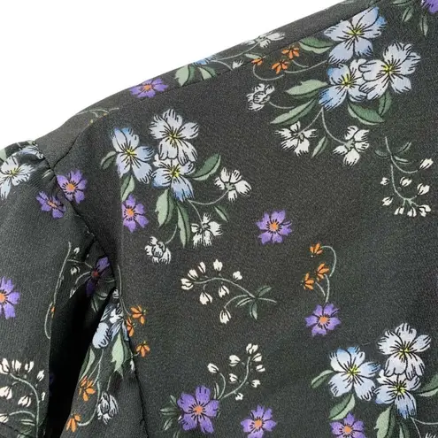 Cupcakes and Cashmere DELIA Black Floral Ruffle Blouse Size XS Top