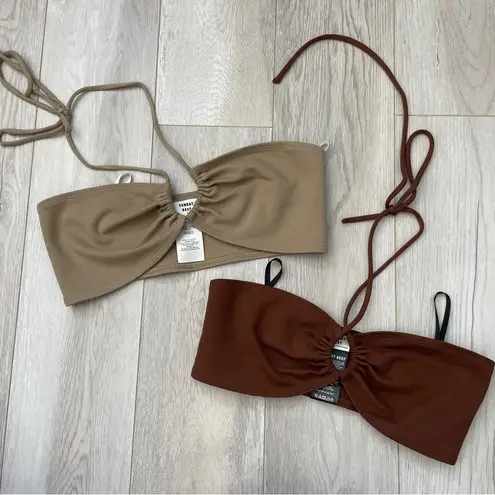 Sunday Best Tops cora crop cutout halter womens Brown (xsmall) party festival Size XS