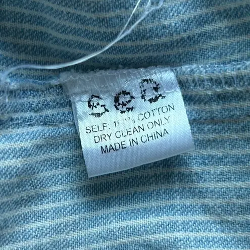 Sea New York Striped Blue Denim Jumpsuit Distressed Size 0 Sleeveless