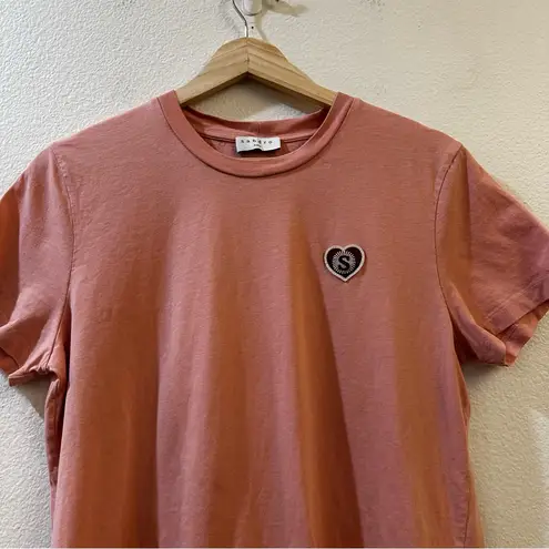 Sandro T-Shirt Women's Small Short Sleeve Shirt Crew Neck Logo Tricot Pink