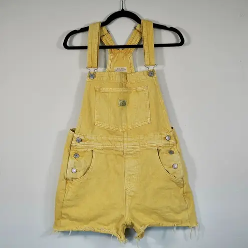 Levi's Woman's Shorts ® Premium Vintage Light Yellow Denim Shortall Overalls SZ S