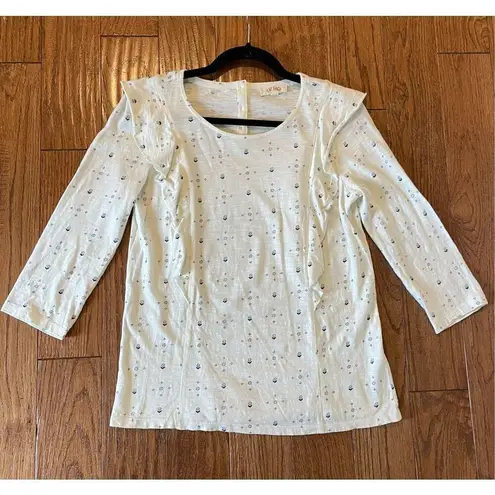 Fat Face Uk white ruffled front 3/4 sleeve blouse 4
