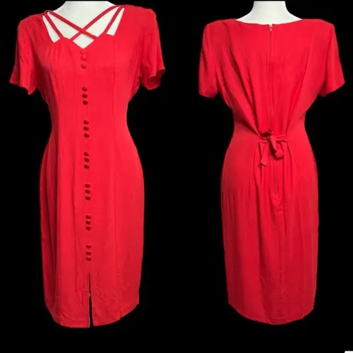 Scarlett Vintage 80s Midi Dress Woman’s Size Medium Decorative Buttons