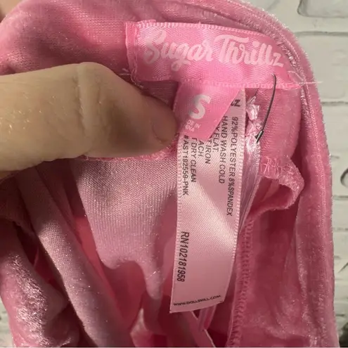 NEW Dolls Kill Sugar Thrillz PRETTY FILTHY FEMME VELVET MINI SKIRT Size Small Pink