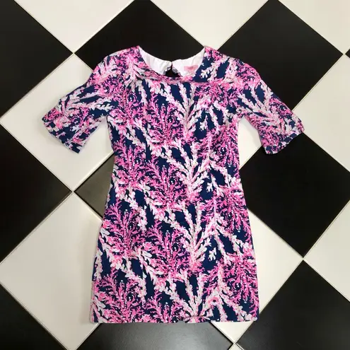 Lilly Pulitzer Fiesta Coral Reef AOP Sheath Dress Short Sleeve Beachy oversized