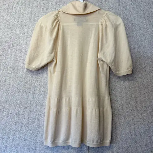 Shin Choi extra fine merino wool Cream Short Sleeve Turtleneck Top, size Small