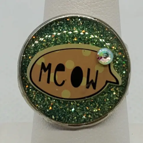 Adjustable Green, Orange, & Yellow Sparkly Meow Ring Orange