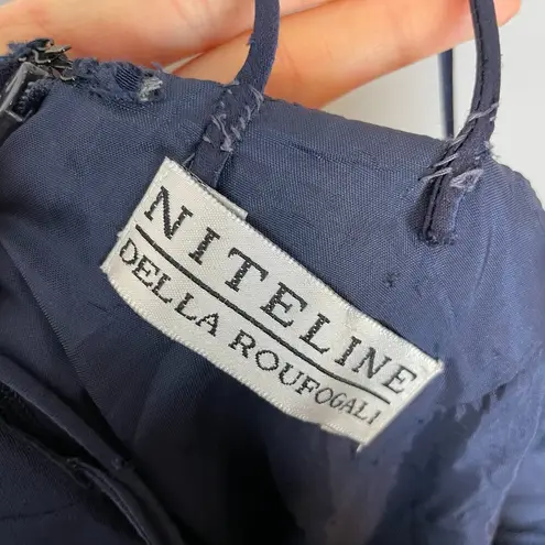 Vintage Niteline Della Roufogali Cocktail Dress Navy Blue Lace